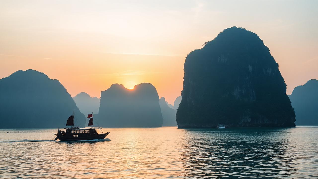 Bahía de Ha Long al amanecer