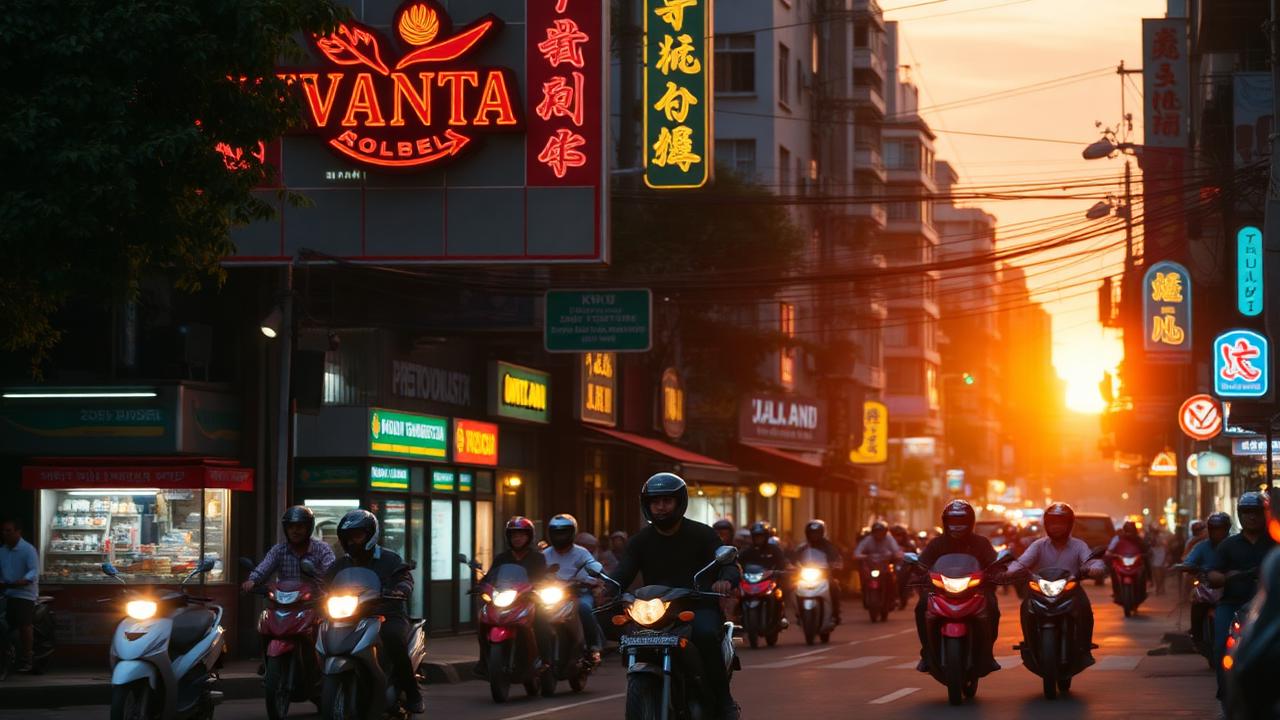 Calle de Ho Chi Minh al atardecer
